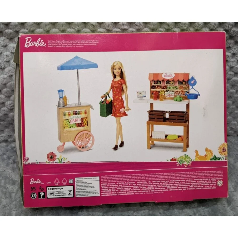 Barbie Sweet Orchard Farm Produce & Juice Stand Market 2019 with Box Fruit Doll
